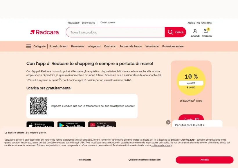 Schermata della pagina offerta di Shop Farmacia