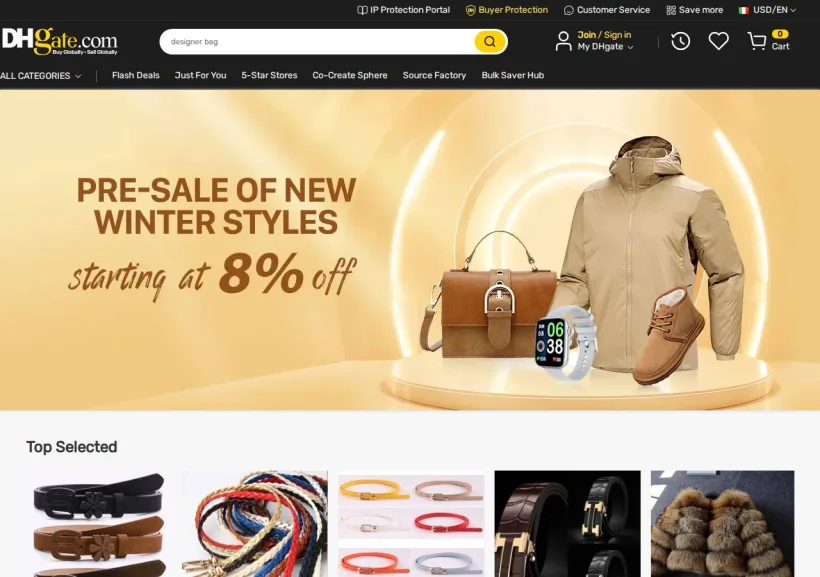 Schermata della pagina offerta di DHgate