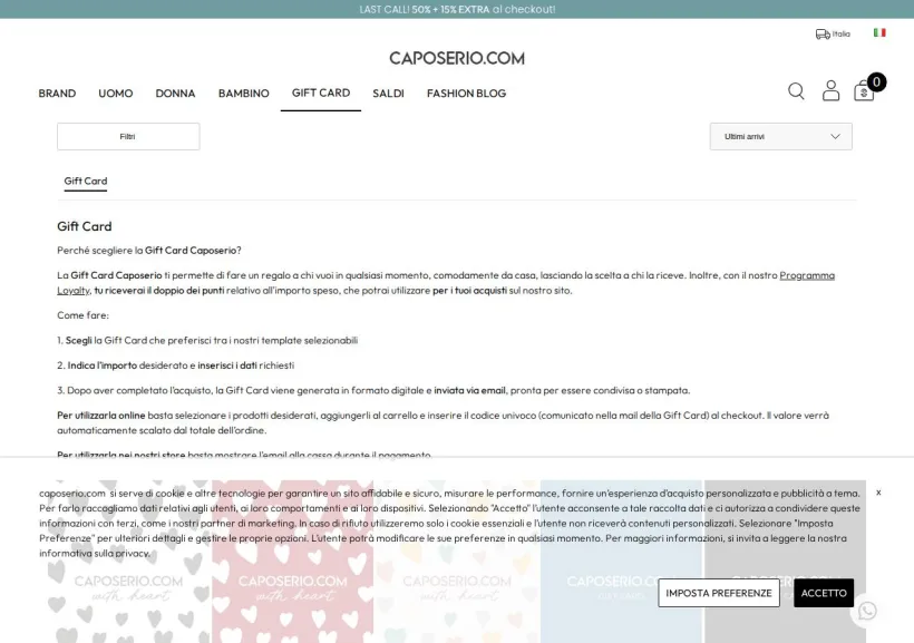 Schermata della pagina offerta di Capo Serio