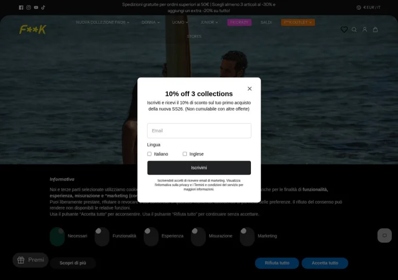 Schermata della pagina offerta di F**K