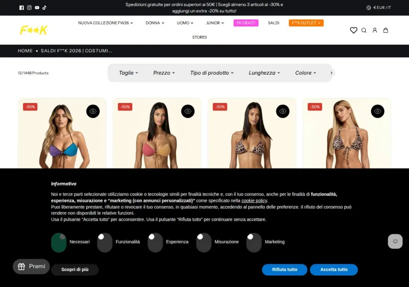 Schermata della pagina offerta di F**K