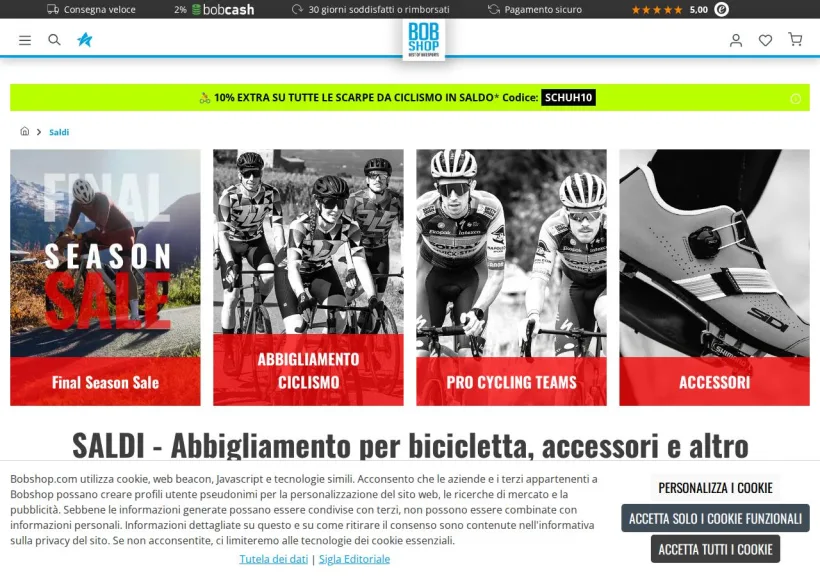Schermata della pagina offerta di Bobshop