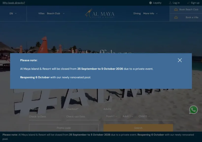 Schermata della pagina offerta di Al Maya Island and Resort