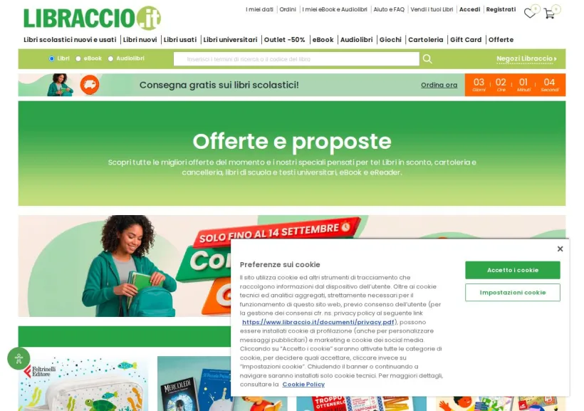 Schermata della pagina offerta di Libraccio
