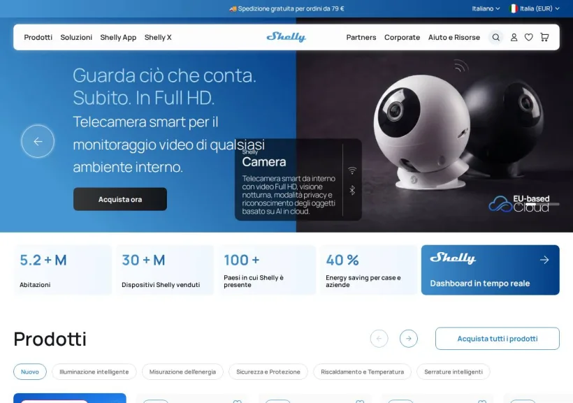 Schermata della pagina offerta di Shelly