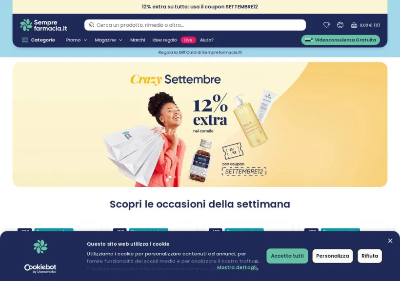 Schermata della pagina offerta di Semprefarmacia