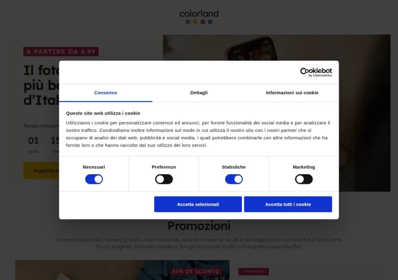 Schermata della pagina offerta di Colorland
