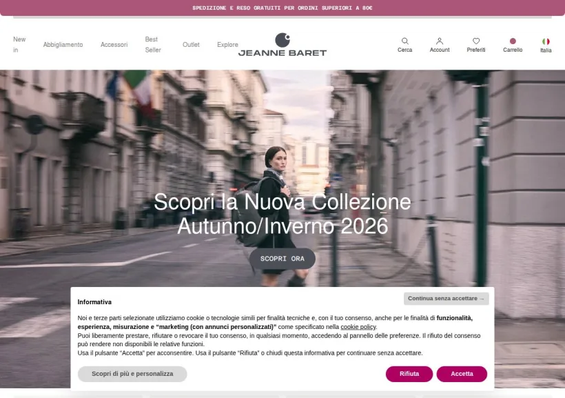 Schermata della pagina offerta di Jeanne Baret