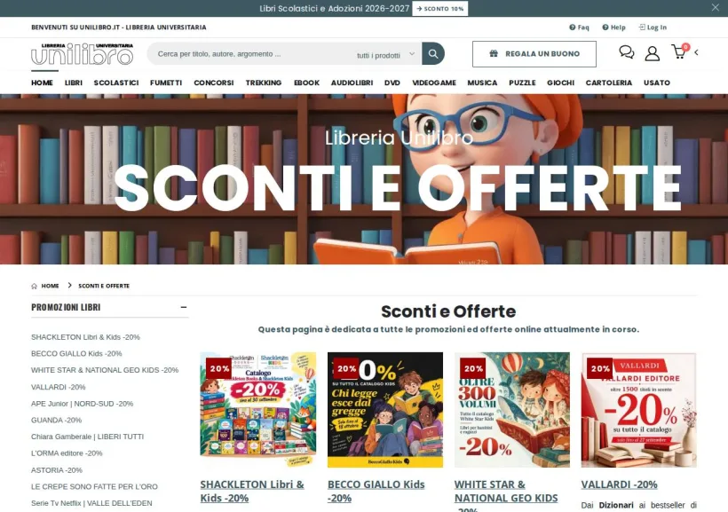 Schermata della pagina offerta di Unilibro