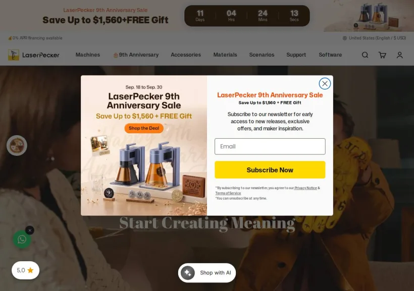 Schermata della pagina offerta di LaserPecker