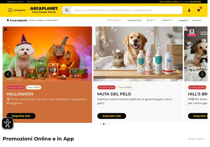 Schermata della pagina offerta di Arcaplanet