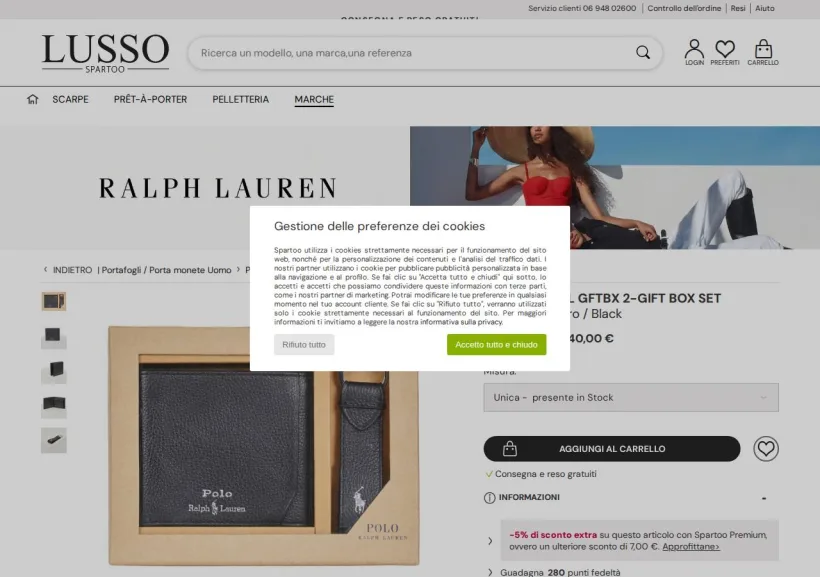 Schermata della pagina offerta di Spartoo