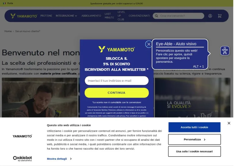 Schermata della pagina offerta di Yamamoto