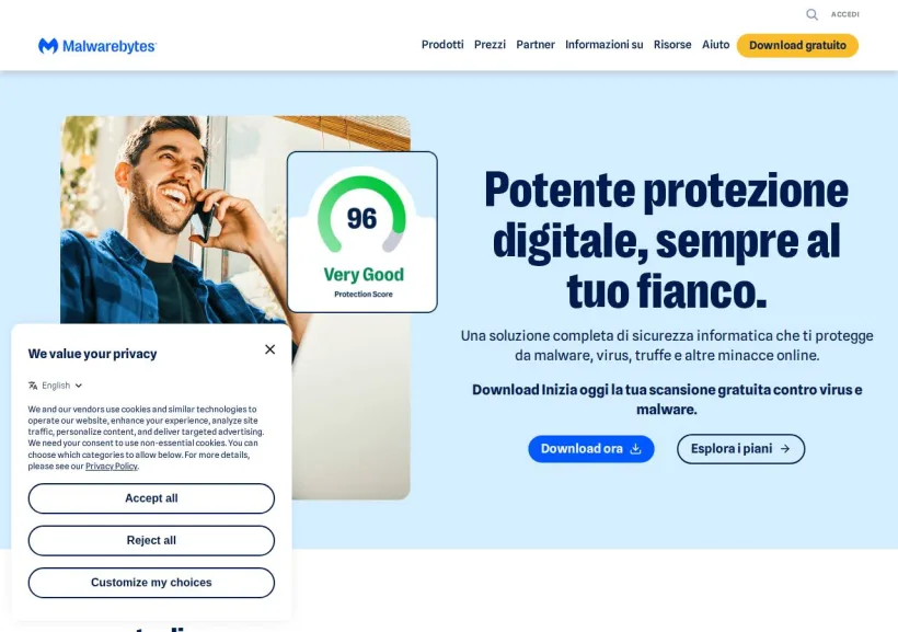 Schermata della pagina offerta di Malwarebytes