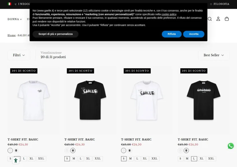 Schermata della pagina offerta di Gaelle