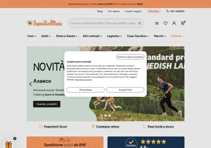 Schermata della pagina offerta di AquaZooMania