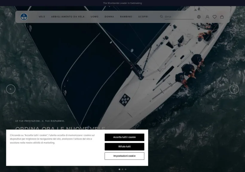 Schermata della pagina offerta di North Sails