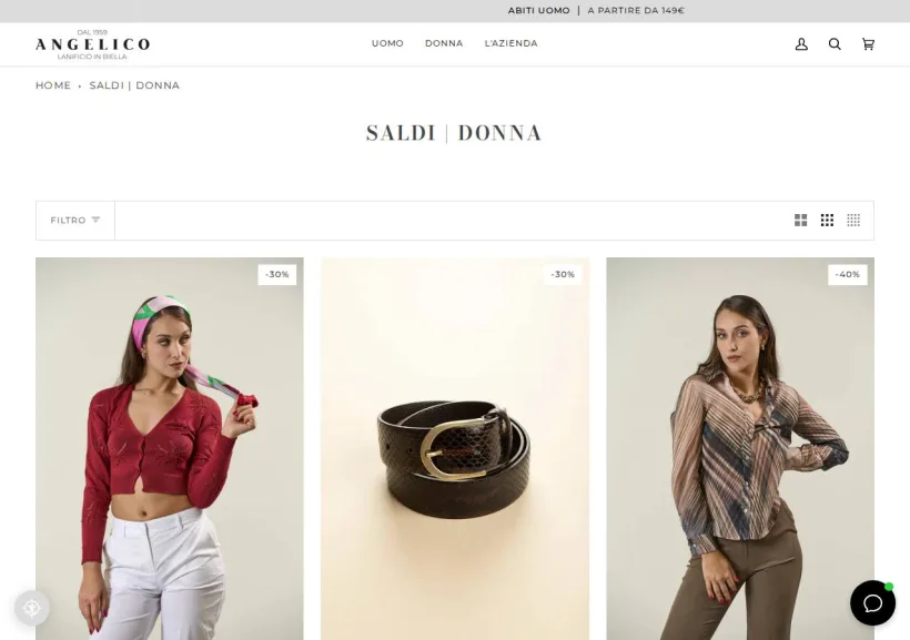 Schermata della pagina offerta di Angelico