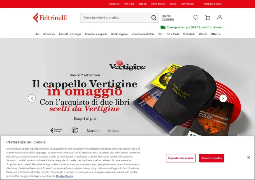 Schermata della pagina offerta di La Feltrinelli
