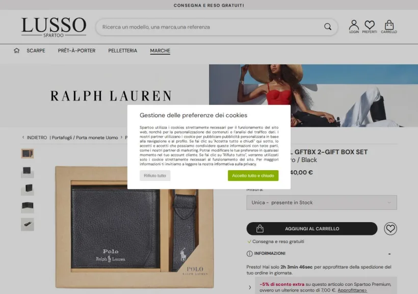 Schermata della pagina offerta di Spartoo