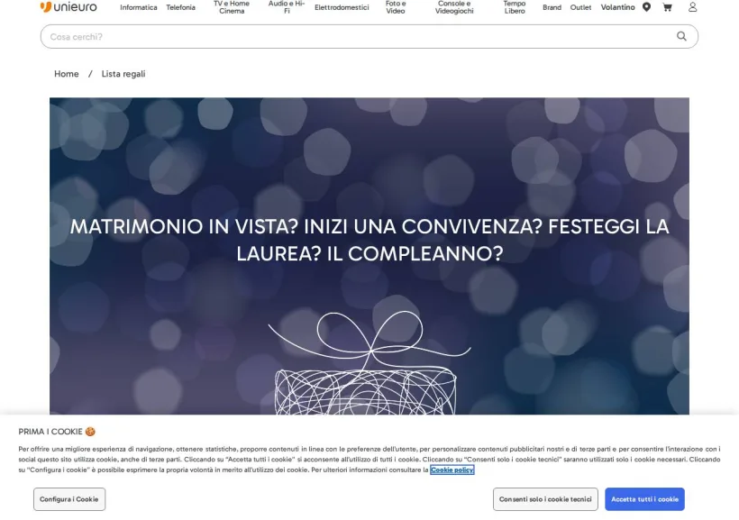 Schermata della pagina offerta di Unieuro