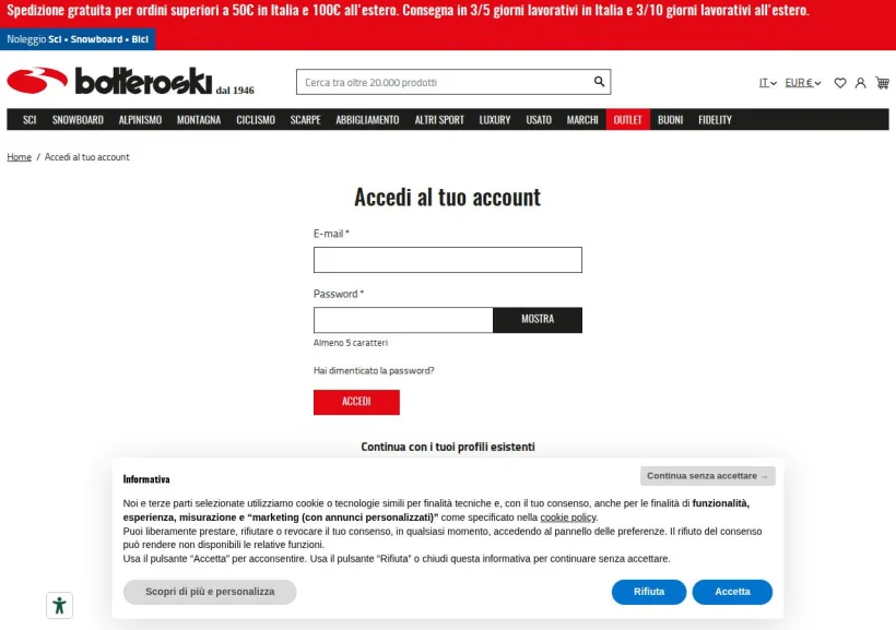 Schermata della pagina offerta di Botteroski