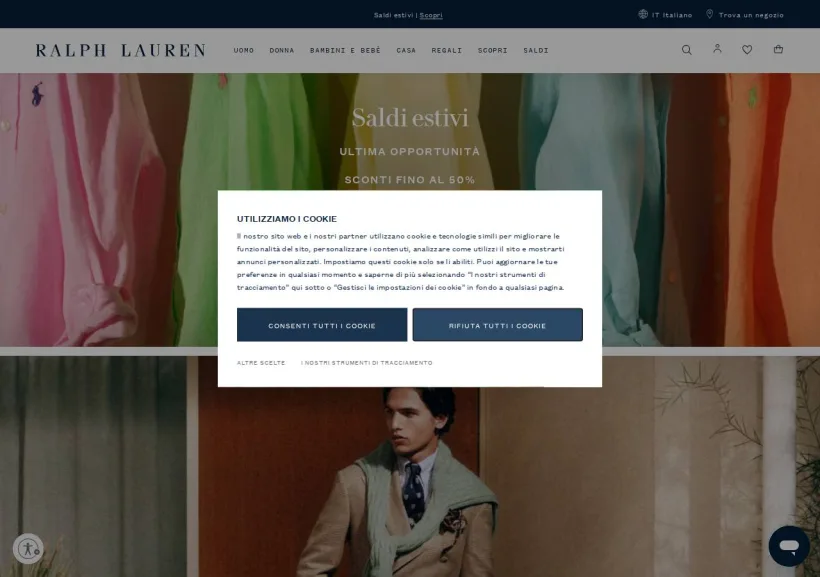Schermata della pagina offerta di Ralph Lauren