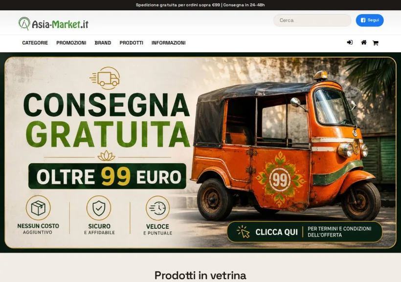 Schermata della pagina offerta di Asia market