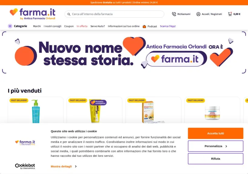 Schermata della pagina offerta di Antica Farmacia Orlandi