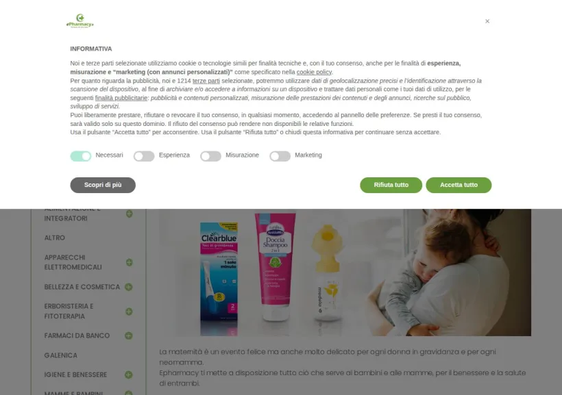 Schermata della pagina offerta di ePharmacy