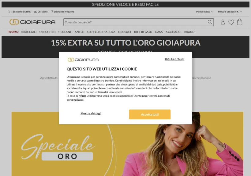Schermata della pagina offerta di GioiaPura