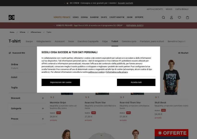 Schermata della pagina offerta di DC Shoes