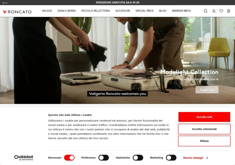 Schermata della pagina offerta di Roncato