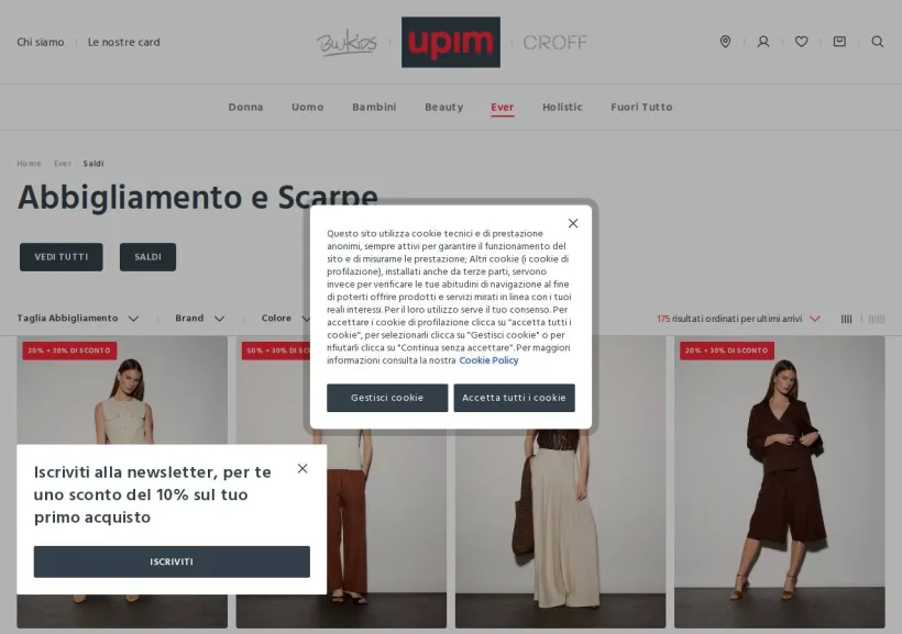Schermata della pagina offerta di Upim