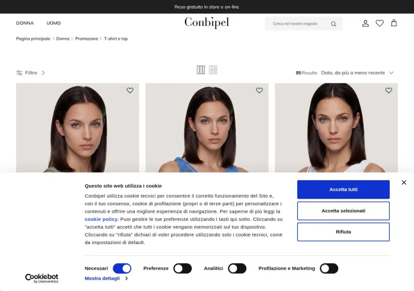 Schermata della pagina offerta di Conbipel