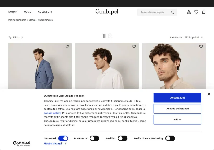 Schermata della pagina offerta di Conbipel