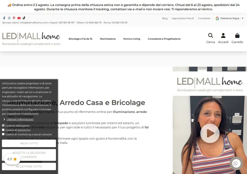 Schermata della pagina offerta di LED MALL HOME
