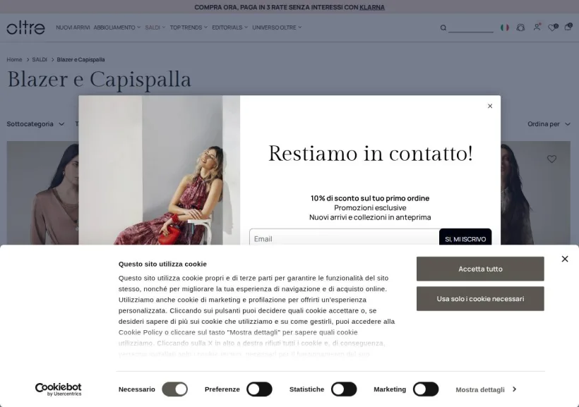 Schermata della pagina offerta di Oltre