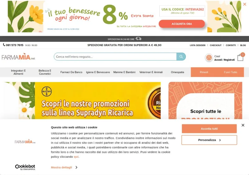 Schermata della pagina offerta di Farmamia