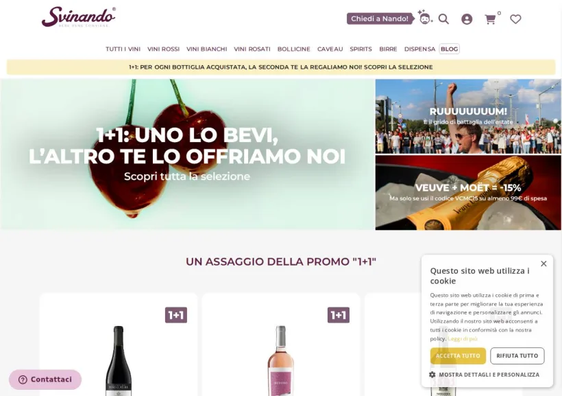 Schermata della pagina offerta di Svinando