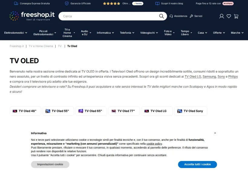 Schermata della pagina offerta di Freeshop