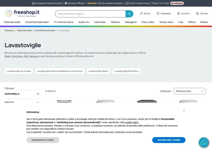 Schermata della pagina offerta di Freeshop