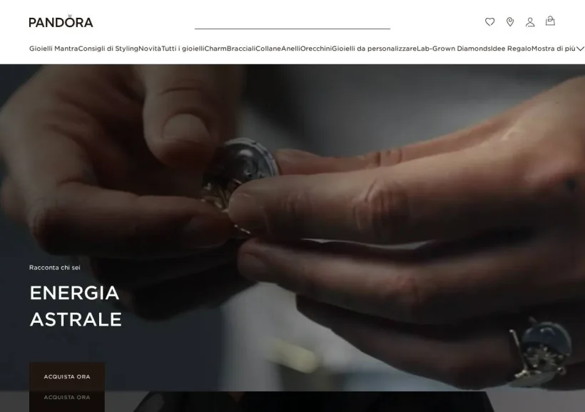 Schermata della pagina offerta di Pandora