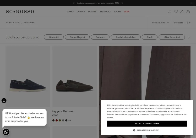 Schermata della pagina offerta di Scarosso
