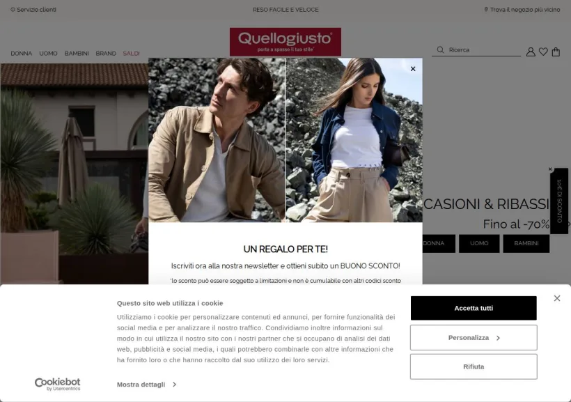 Schermata della pagina offerta di Quellogiusto