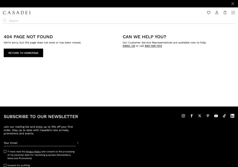 Schermata della pagina offerta di Casadei