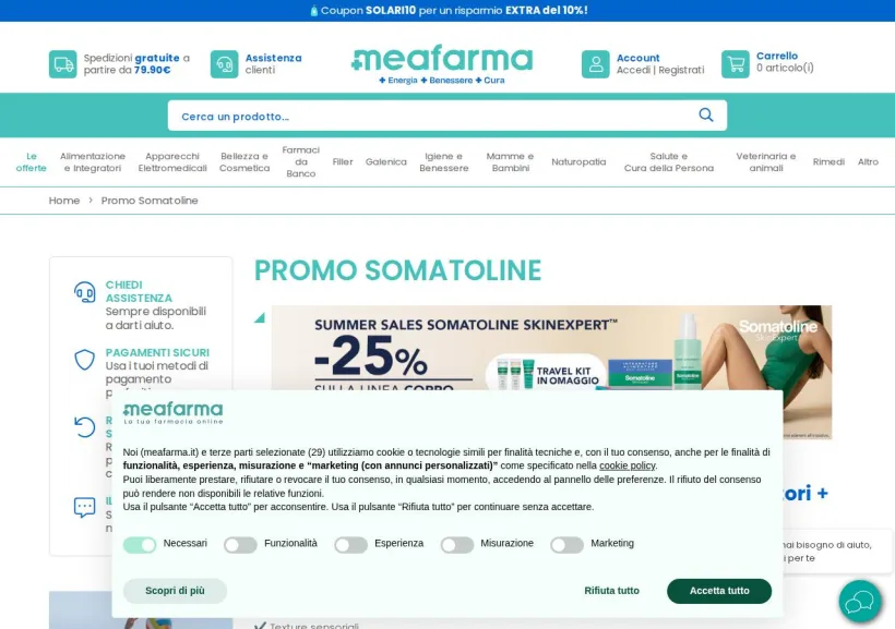 Schermata della pagina offerta di MeaFarma