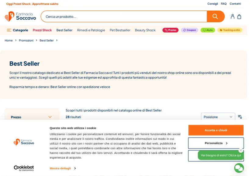 Schermata della pagina offerta di Farmacia Soccavo
