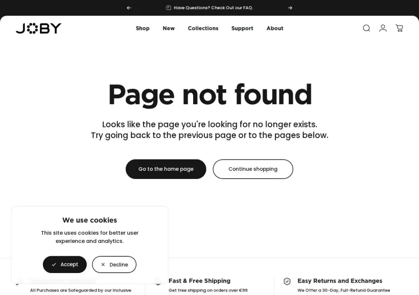 Schermata della pagina offerta di Joby
