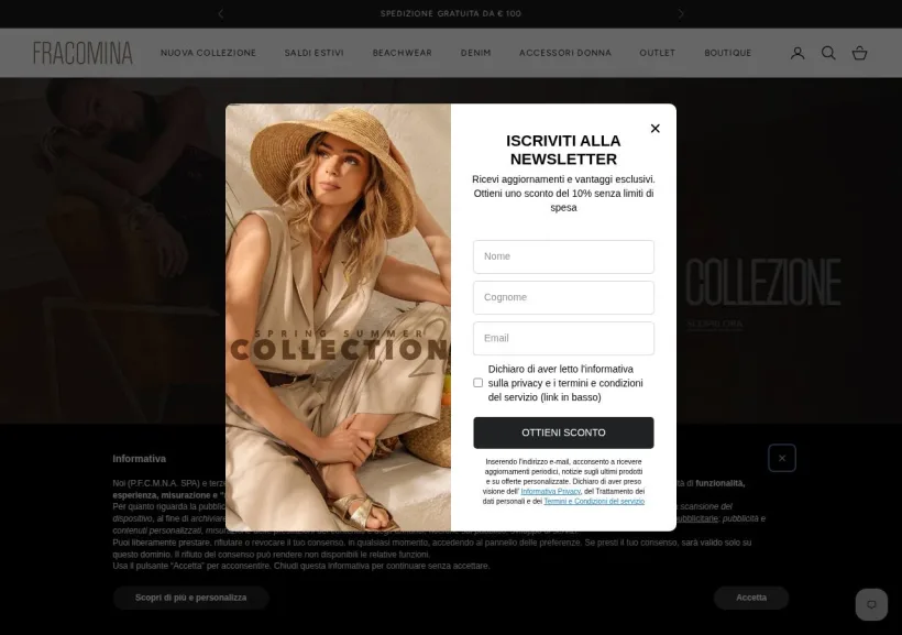 Schermata della pagina offerta di Fracomina